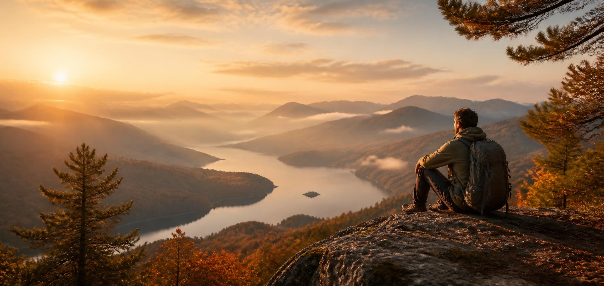 Sunrise over a mountain valley